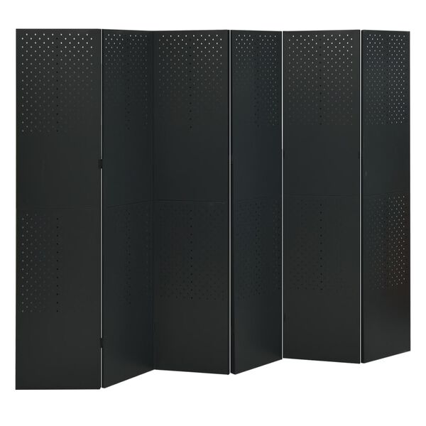 vidaXL Cloison de s&eacute;paration 6 panneaux Noir 240x180 cm Acier