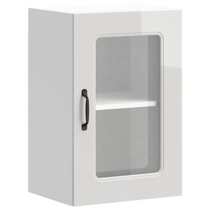 vidaXL Armoire murale cuisine avec porte vitr&eacute;e Kalmar blanc brillant