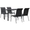 vidaXL Ensemble &agrave; manger de jardin 5 pcs noir textil&egrave;ne et acier