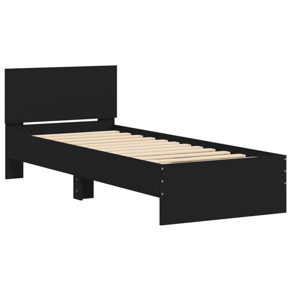 vidaXL Cadre de lit sans matelas avec lumières LED noir 75x190 cm