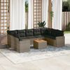 vidaXL Salon de jardin avec coussins 10 pcs gris r&eacute;sine tress&eacute;e