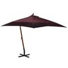 vidaXL Parasol de jardin suspendu et m&acirc;t rouge bordeaux bois de sapin
