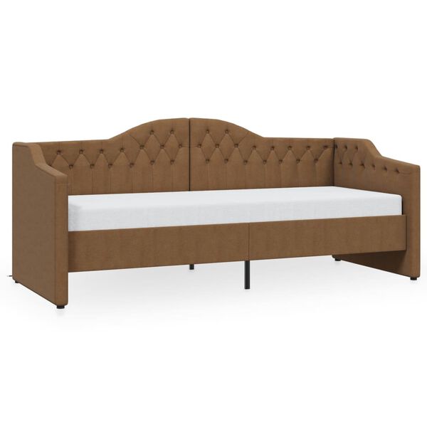 vidaXL Lit avec matelas et &eacute;clairage USB Marron Tissu 90x200 cm