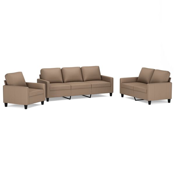 vidaXL Ensemble de canap&eacute;s 3 pcs avec coussins Cappuccino Similicuir