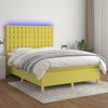 vidaXL Sommier &agrave; lattes de lit et matelas et LED Vert 140x200 cm Tissu