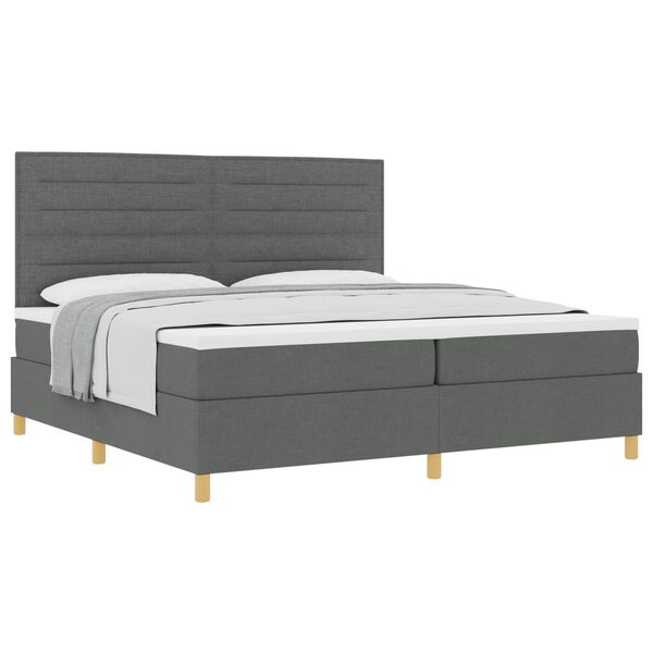 vidaXL Lit &agrave; ressorts avec matelas Gris fonc&eacute; 200 x 200 cm tissu