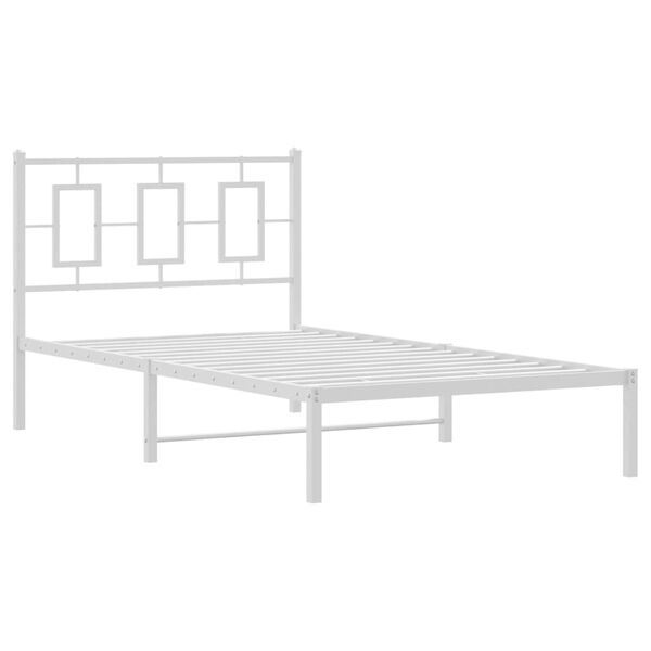 vidaXL Cadre de lit m&eacute;tal sans matelas et t&ecirc;te de lit blanc 100x190 cm