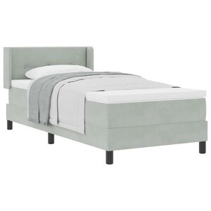vidaXL Lit &agrave; ressorts avec t&ecirc;te de lit Gris clair 190 x 90 cm Velours