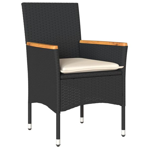 vidaXL Ensemble &agrave; manger de jardin et coussins 9 pcs noir rotin acacia
