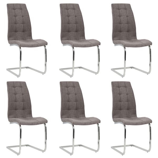 vidaXL Chaises &agrave; manger cantilever lot de 6 taupe tissu