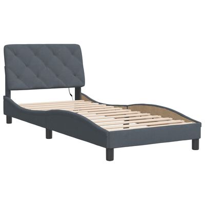 vidaXL Cadre de lit avec LED sans matelas gris foncé 90x190 cm velours