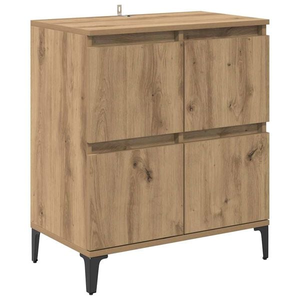 vidaXL Buffet Ch&ecirc;ne artisanal 60 x 35 x 70 cm Bois d'ing&eacute;nierie et fer