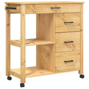 vidaXL Chariot de cuisine MONZA 84x40x88,5 cm cire de miel bois massif de pin