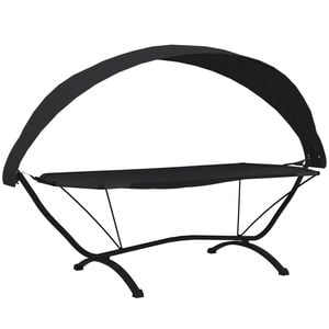 vidaXL Lit de repos d'ext&eacute;rieur avec auvent Noir Acier et tissu Oxford