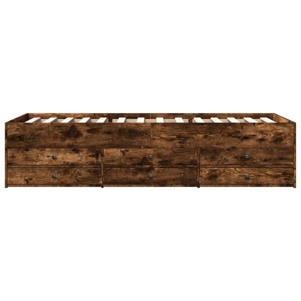 vidaXL Lit de jour avec tiroirs sans matelas chêne fumé 100x200 cm