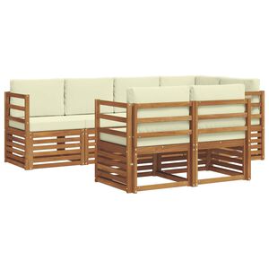 vidaXL Ensemble de canap&eacute; d'angle avec coussin 7 pcs Naturel et Cr&egrave;me