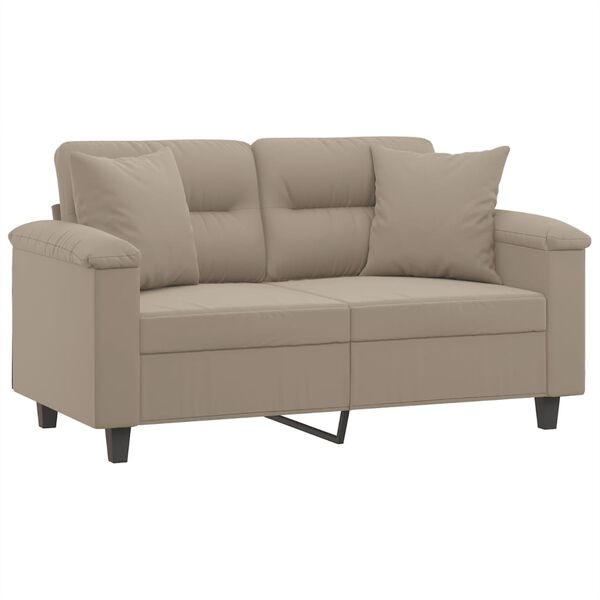vidaXL Canap&eacute; 2 places avec oreillers taupe 120 cm tissu microfibre