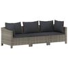 vidaXL Salon de jardin 3 pcs avec coussins Gris R&eacute;sine tress&eacute;e