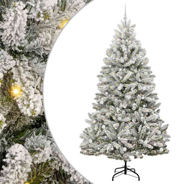 vidaXL Sapin de No&euml;l artificiel Vert et blanc 240 cm PVC et m&eacute;tal