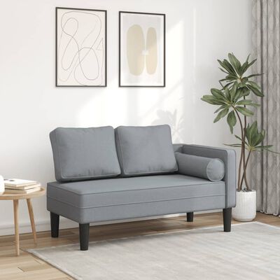 vidaXL Chaise longue avec coussins gris clair tissu