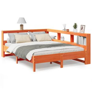 vidaXL Lit biblioth&egrave;que sans matelas cire marron 140x190 cm pin massif