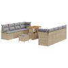 vidaXL Ensemble de canap&eacute; de jardin 11 pc Beige polyrotin