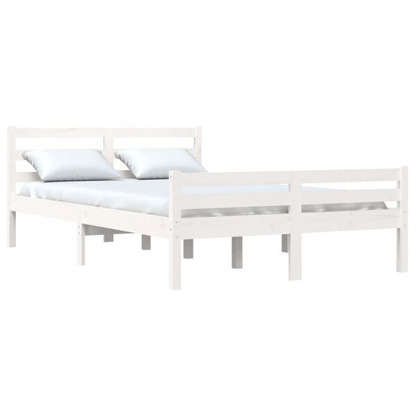 vidaXL Cadre de lit sans matelas blanc bois massif 135x190 cm