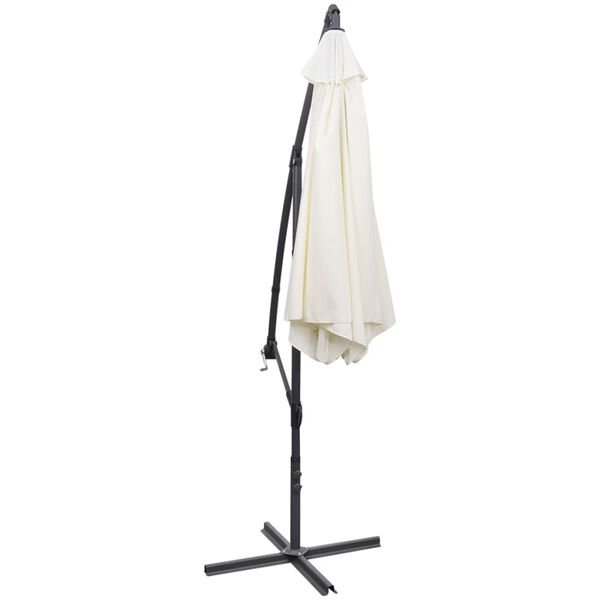 vidaXL Parasol de jardin en porte-&agrave;-faux 3 m blanc sable