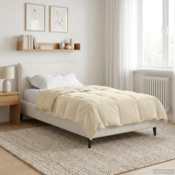 vidaXL Duvet d'&eacute;t&eacute; simple Matelass&eacute; Cr&egrave;me 155 x 200 cm Microfibre
