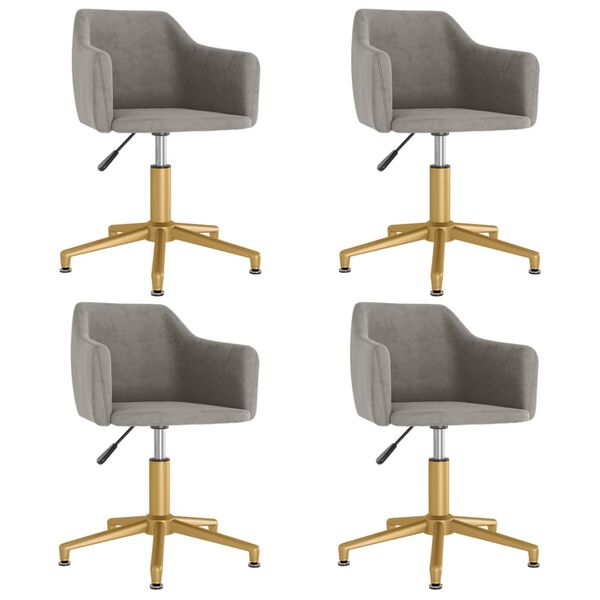 vidaXL Chaises &agrave; manger pivotantes lot de 4 Gris clair Velours