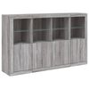 vidaXL Buffets avec lumi&egrave;res LED 3 pcs sonoma gris bois d'ing&eacute;nierie