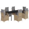 vidaXL Ensemble &agrave; manger de jardin coussins 7 pcs m&eacute;lange beige rotin