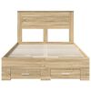 vidaXL Cadre de lit Ch&ecirc;ne Sonoma 135 x 190 cm Bois d'ing&eacute;nierie