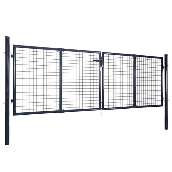 vidaXL Portail de jardin grillag&eacute; en acier galvanis&eacute; 300 x 75 cm gris