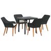 vidaXL Ensemble de salle &agrave; manger pour jardin 5 pcs Noir polyrotin