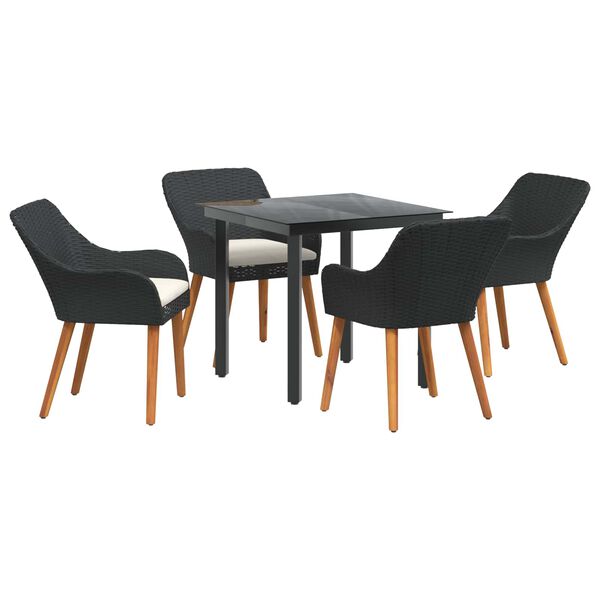 vidaXL Ensemble de salle &agrave; manger pour jardin 5 pcs Noir polyrotin