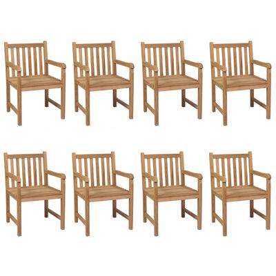 vidaXL Chaises de jardin lot de 8 et coussins blanc crème Teck solide