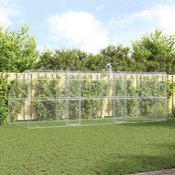 vidaXL Kennel pour Chiens 3 pcs Argent&eacute; 6 x 2 x 2 m Acier