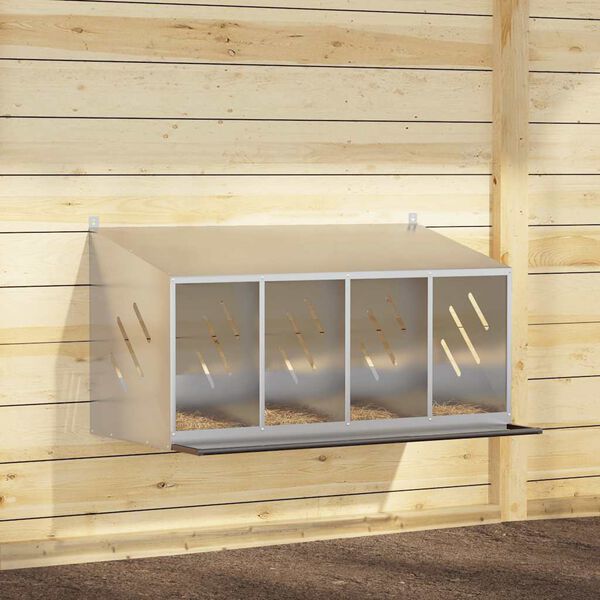 vidaXL Nichoir de poules avec 4 compartiments Métal argenté galvanisé