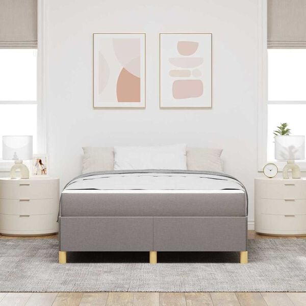 vidaXL Cadre de lit avec matelas Taupe 160 x 200 cm tissu