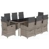 vidaXL Ensemble &agrave; manger de jardin 9 pcs coussins gris r&eacute;sine tress&eacute;e