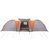 vidaXL Tente familiale &agrave; d&ocirc;me 8 personnes gris et orange imperm&eacute;able