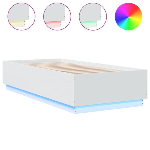 vidaXL Cadre de lit avec LED sans matelas blanc 90x200 cm