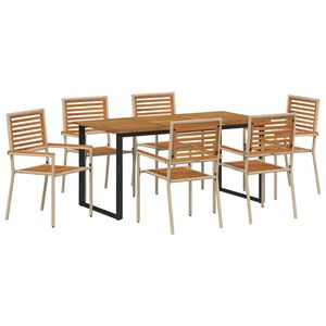 vidaXL Ensemble de salle &agrave; manger pour jardin 7 pcs Beige