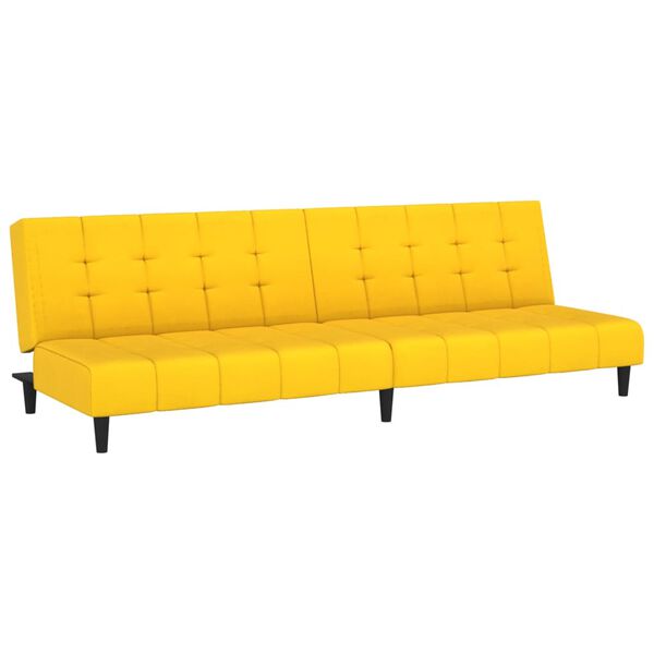 vidaXL Canap&eacute;-lit &agrave; 2 places avec repose-pied Jaune Velours