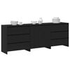 vidaXL Buffet avec tiroir 3 pcs Noir 70 x 41 x 75 cm Bois d'ingénierie