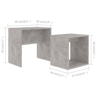 vidaXL Ensemble de tables basses Gris béton 48x30x45 cm Aggloméré