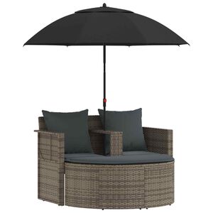 vidaXL Canap&eacute; de jardin 2 places avec coussins et parasol Gris
