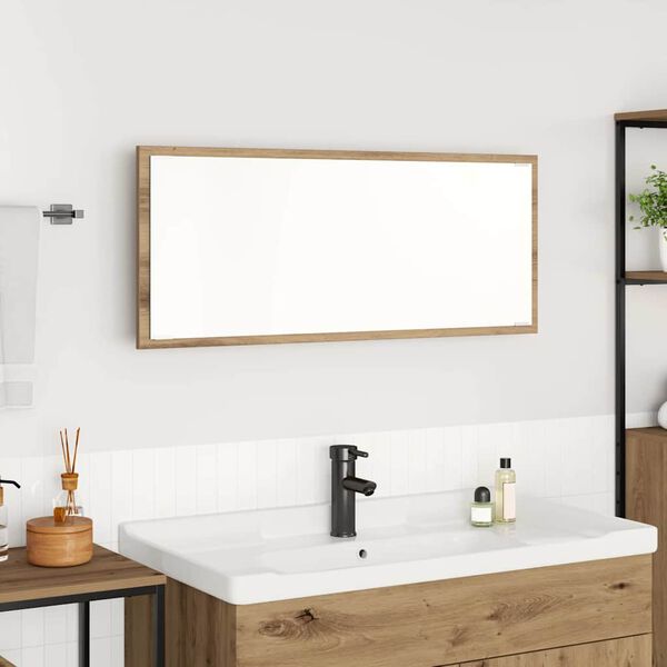 vidaXL Miroir Ch&ecirc;ne artisanal 90 x 8,5 x 37 cm Bois d'ing&eacute;nierie