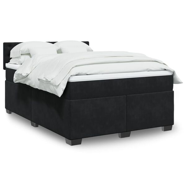 vidaXL Sommier &agrave; lattes de lit avec matelas Noir 140x200 cm Velours